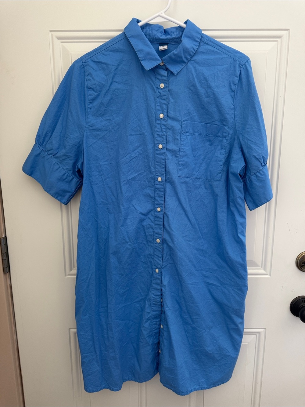 Old Navy Blue Short Sleeve Button-Up Midi Dress